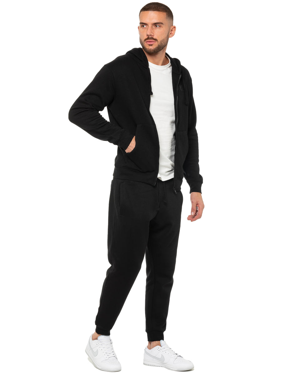 Zip Up Hoodie and Joggers Set - Black – ENZO Jeans