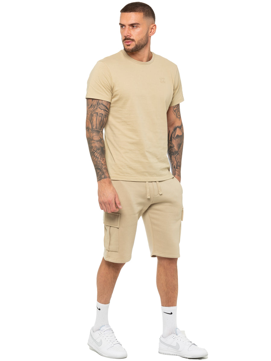 Regular Fit T-Shirt and Cargo Shorts Set - Stone – ENZO Jeans