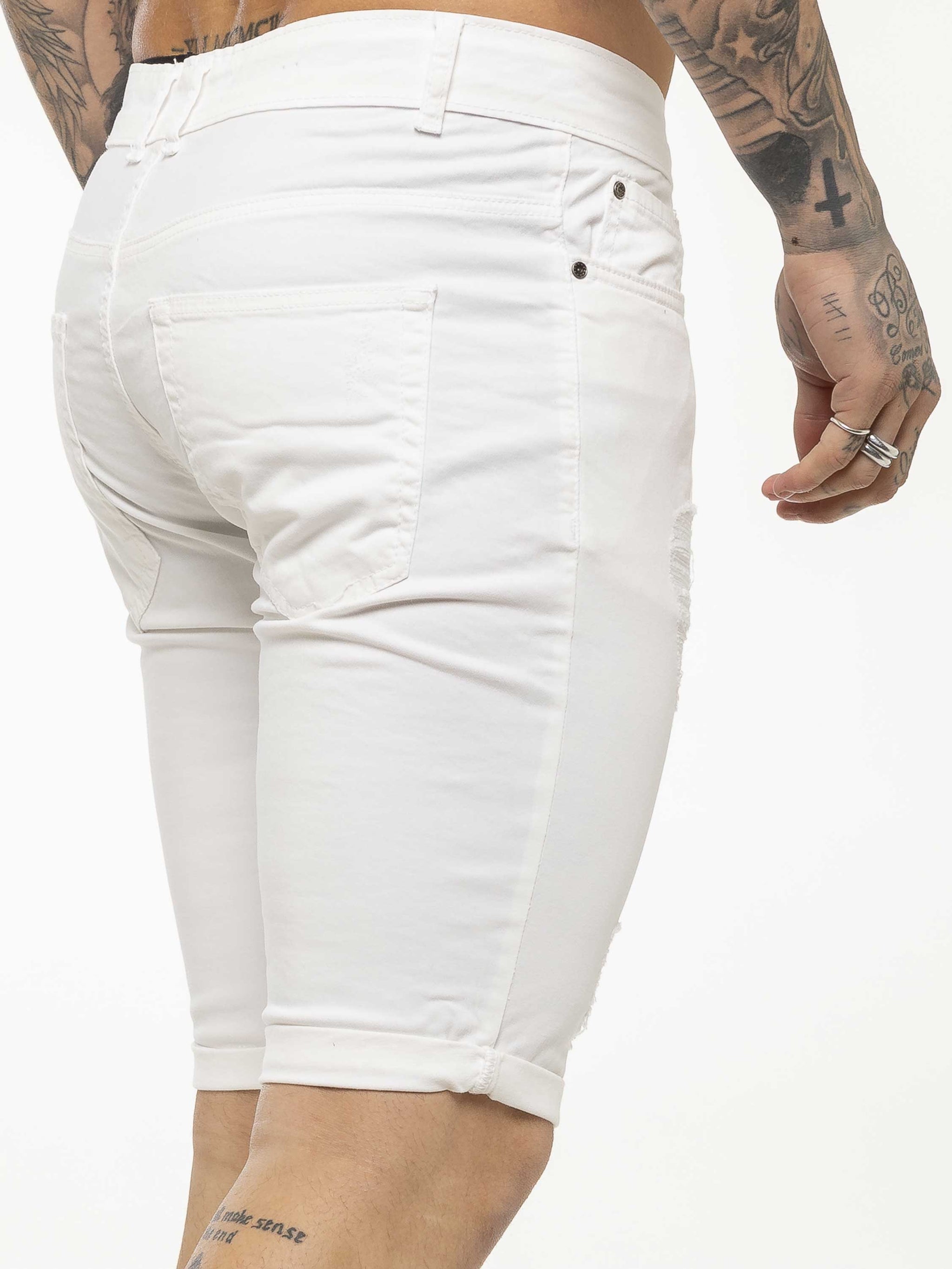 Mens white denim shorts uk deals